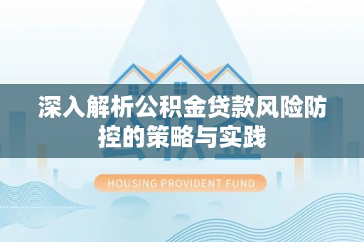 肃南深入解析公积金贷款风险防控的策略与实践