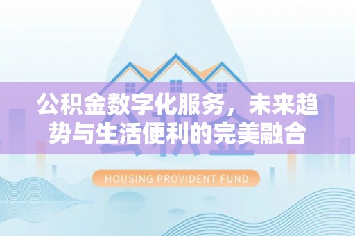 肃南公积金数字化服务，未来趋势与生活便利的完美融合