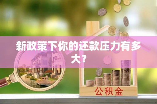 肃南新政策下你的还款压力有多大？